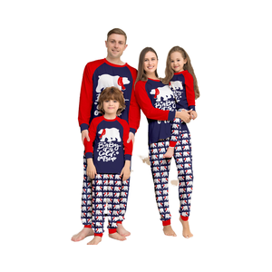 Pijamas Casuales de Dos Piezas para Madre e Hija, Estampado de Oso de Dibujos Animados, Transpirables, Manga Larga, Cintura Elástica, con Logotipo Frontal, para Otoño - Product Image 1