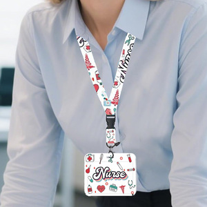 NURSE detachable <b>polyester</b> <b>lanyard</b> with horizontal ID card holder for doctors and nurses. - Product Image 3
