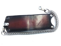 Dompet Lipat Dua Warna Kulit Sapi Asli Berkualitas Tinggi dengan Rantai, Dompet EDC untuk Pengendara Motor, Dompet Kulit Sapi Asli OEM Berkualitas Tinggi