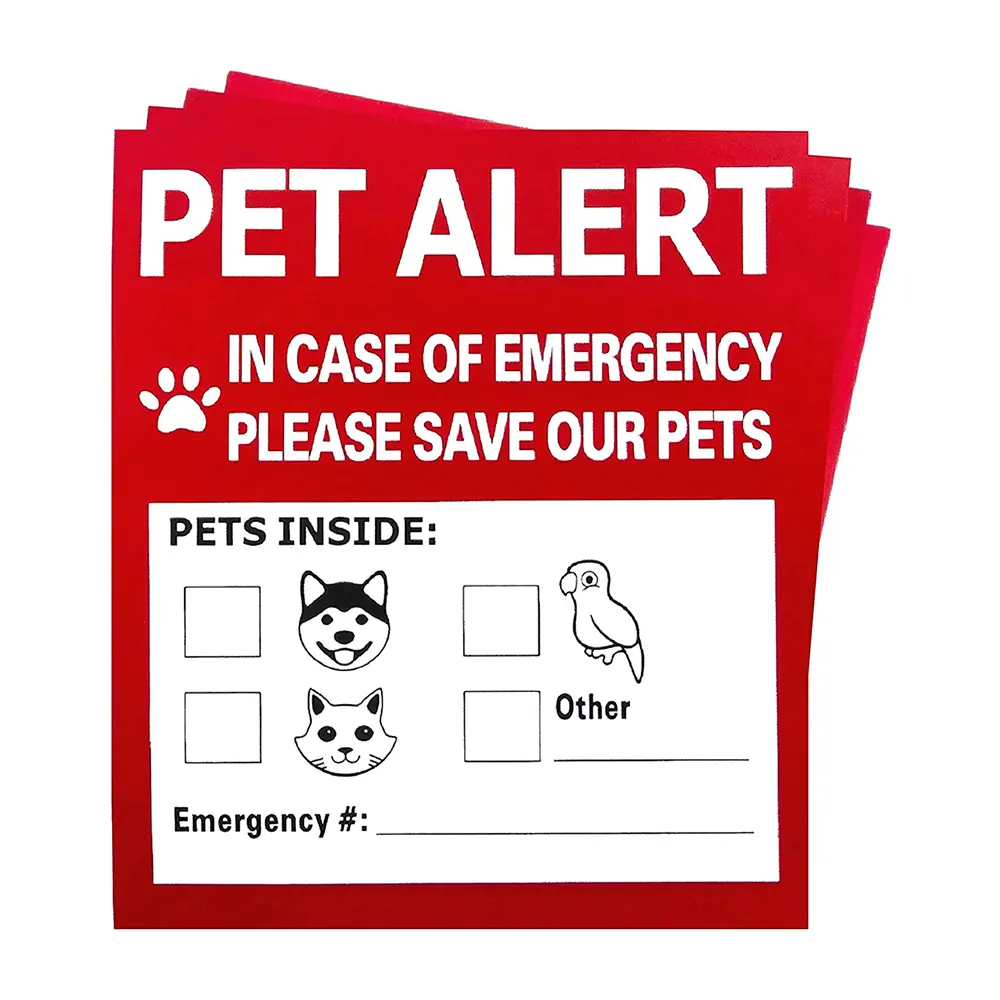 Pet Alert Sign Save Our Pets Rescue Feuerwehr mann Polizei Rescue Dogs Cats Aufkleber für Windows Doors Sign