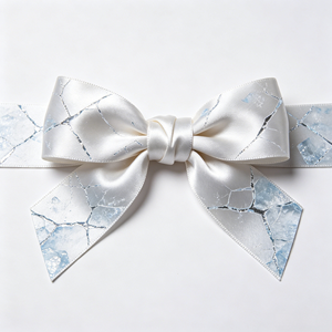 Nœud en ruban satiné argenté brillant effet givré, fait main, pré-noué, pour emballage cadeau haut de gamme, mariage d'hiver, ou ornement de cheveux - Product Image 1