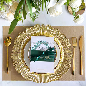 Platos de Presentación Dorados para Decoración de Bodas Modernas, Platos de Presentación para Bodas, Fiestas y Eventos - Product Image 1