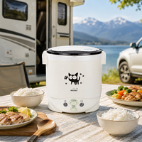 Cuisinière à riz portable électrique 110V/220V 1.0L, avec minuterie numérique et fonction maintien au chaud, pour voiture, camion et camping