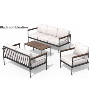Sofá de Exterior Negro de Tres Plazas para Patio, Terraza o Jardín, Combinación de Muebles de Exterior - Product Image 4