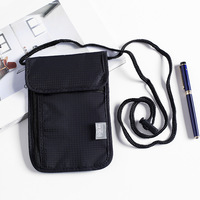 Tas dompet leher hitam dompet, dengan ritsleting pemblokir RFID, tempat paspor dan tas telepon dompet panjang nilon lapisan rantai tas dekorasi