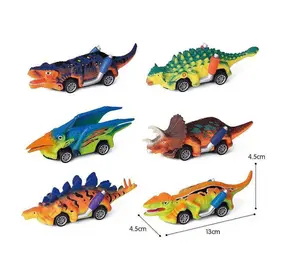 恐龙玩具拉回汽车玩具，6包恐龙玩具，带霸王龙儿童玩具的恐龙游戏汽车
