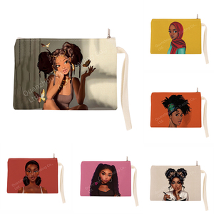Cute Girl Imprimé Portable Coin Key Storage Card Bag Sac de <span class=keywords><strong>maquillage</strong></span> pour femmes africaines - Product Image 1