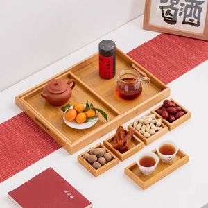 Bandeja de té de bambú con compartimentos para refrigerios, nueces, frutas secas, estilo japonés, uso doméstico, plato pequeño para comida, material de madera - Product Image 3