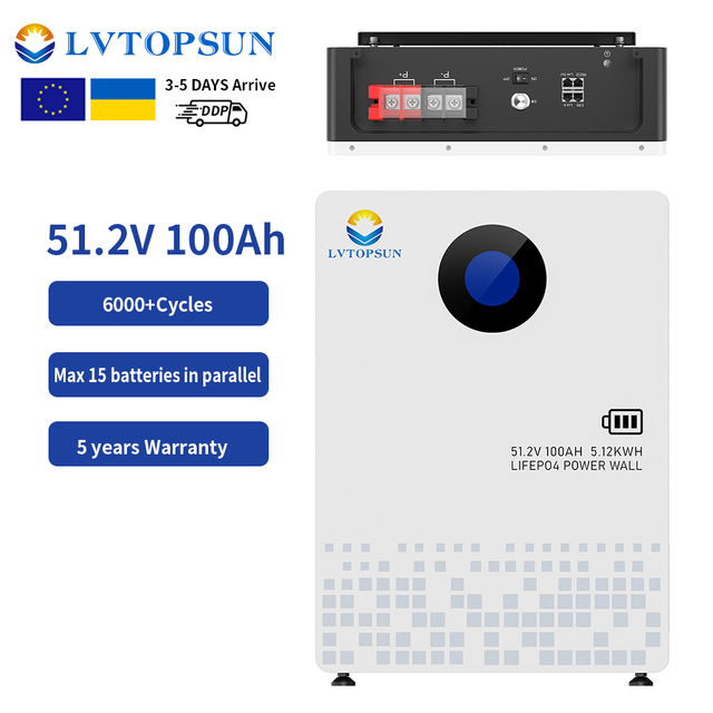 Lvtopsun solar battery 5kwh Lithium Battery 48V 51.2V 100ah Power Wall Lifepo4 Battery Best Cell Solar Energy Storage Batteries