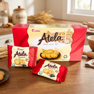 Crackers au sésame ATELA 150g, craquelins fins cuits, goût salé, faible teneur en sel, faible teneur en glucides, fabricant ODM OEM Vietnam - Product Image 3