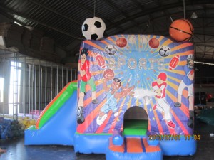 Château gonflable combiné football et basketball pour location commerciale lors de fêtes pour enfants - Product Image 2