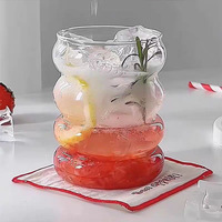 Verre à boire moderne motif vague de lune et fruits, avec couvercle en bambou et paille en verre réutilisable, compatible micro-ondes et lave-vaisselle, pour café glacé
