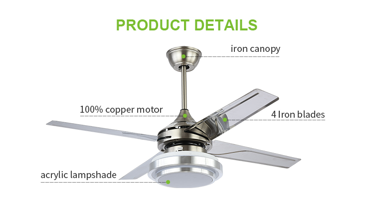 Breezelux High standard home use indoor decorative Electric ceiling fan chandelier