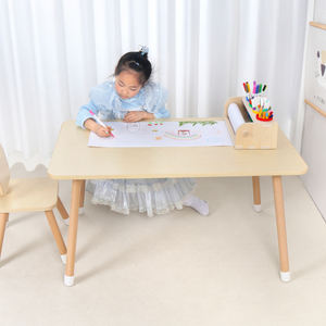Chevalet en bois pour enfants avec rangement de bureau, tableau à dessin à roulettes et porte-crayons pour tout-petits - Jouets éducatifs - Product Image 5