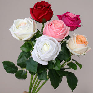 Rose artificielle Greenway, branche unique, en soie, rouge, pour décoration de mariage - Product Image 3