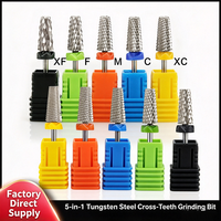 Fraise à ongles 5-en-1 en carbure de tungstène à coupe croisée et à dents de coupe pour le retrait de produits et le débavurage, vente en gros