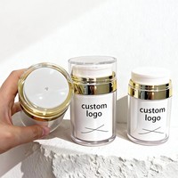 Envase Cosmético al por Mayor con Bomba Airless, Carcasa Acrílica Transparente, Contenedor Interior Blanco, Envase de Crema Cosmética de Doble Capa Personalizado