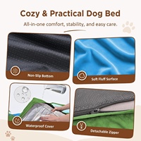 Coussin pour chien vibrant et tendance, imperméable, orthopédique, en mousse alvéolée, avec rebord en peluche, pour détaillants, fabrication sur mesure OEM