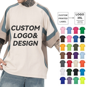 Benutzer definierte One-Stop-Streetwear Kurzarm-Baumwoll-T-Shirt für Männer All-Match Splicing Kontrast druck Casual Fit - Product Image 1