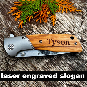 Cuchillo de Bolsillo Táctico de Supervivencia para Campamento y Aire Libre Bochen Hot <span class=keywords><strong>Sela</strong></span>, Personalizado con Patrón de Alce y Jabalí Impreso en 3D, Hoja con Mango de Madera de Olivo - Product Image 2