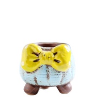 Nouveau dessin animé mignon arc succulent pot de fleur en céramique personnalité créative pot de fleur peinture respirante