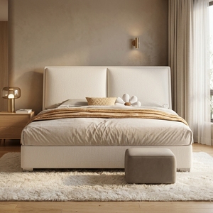 <span class=keywords><strong>Lit</strong></span> King Size en bois massif silencieux avec sommier à lattes en chenille fine 5D, tête <span class=keywords><strong>de</strong></span> <span class=keywords><strong>lit</strong></span> rembourrée en <span class=keywords><strong>mousse</strong></span> haute densité, pour la maison, l'hôtel, l'appartement - Product Image 1
