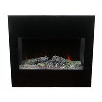 Cheminée électrique murale OEM en polyrésine faite à la main avec insert en forme de bûche et verre de combustion