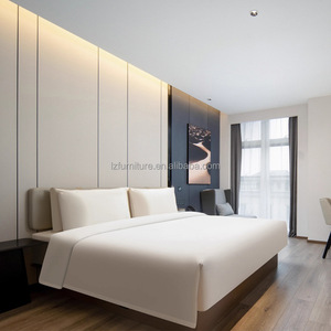 Modern Minimalist Hotel <b>Bed</b> King Size <b>Platform</b> <b>Bed</b> <b>Frame</b> with Upholstered Headboard for 3-Star Hotels Bedroom Sets - Product Image 1
