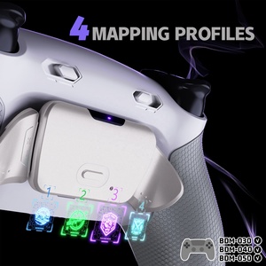 Rubberized White Gray - Silver Metal Back Button RISE Plus MAX RMB Back Paddle Kit With Click Trigger Stops for PS5 <b>Controller</b> - Product Image 5