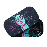 Plateau à rouler en métal imprimé sur mesure avec couvercle magnétique, petite boîte à tabac portable pour accessoires de fumeur