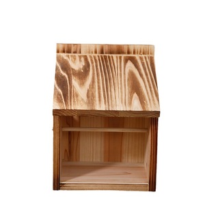 Casa de Pájaros de <span class=keywords><strong>Madera</strong></span> para Exteriores, Acabado Quemado, Aislamiento Térmico, Caja de Anidación para Aves, de <span class=keywords><strong>Madera</strong></span> de Pino Sólido - Product Image 1