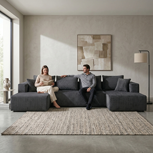 Envío Gratis: Sofá Seccional Modular en Forma de U de 132 Pulgadas sin Estructura, con Doble Chaise Longue, para Sala de Estar de Apartamento, Muebles Modernos - Product Image 2