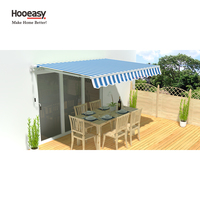 Auvents rétractables manuels Hooeasy pour balcon et terrasse, économiques, simples, à rayures, en tissu, avec bras pliants en aluminium