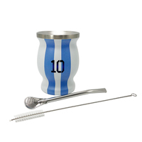 Coffret cadeau personnalisé tasse de football d'Argentine kit de gourde Yerba Mate en acier inoxydable avec récipient thermos tasse Mate Bombilla