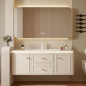 Modern Luxury Smart <b>Mirror</b> Wall-Mounted Bathroom <b>Vanity</b> Unit with Ceramic Basin Intelligent Storage & <b>Lighting</b> for Hospital Use - Product Image 1