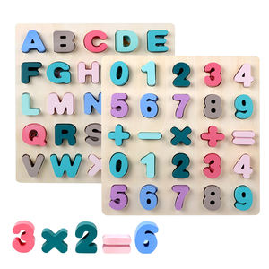 Rompecabezas de Madera Montessori <span class=keywords><strong>3D</strong></span>, Tablero de Reconocimiento de Formas Alfanuméricas, Bloques de Construcción DIY, Juguete Educativo de Rompecabezas para Niños - Product Image 1