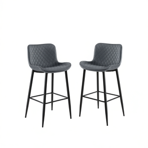 Tabourets de bar modernes de 29 pouces, revêtement en velours gris foncé, pieds en métal, pour pub ou bar - Product Image 1