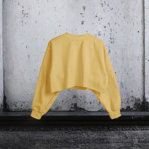 Sweat-shirt d'hiver ample et court pour femme, col rond, respirant, en polaire unie, à épaules tombantes, pour dropshipping - Product Image 3
