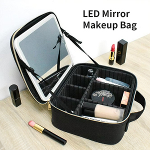 Factory Custom Travel Vanity <b>Professional</b> LED Mirror <b>Bag</b> Suitcase Strap Cosmetic Zipper Portable Large Toiletries Storage <b>Bag</b> - Product Image 5