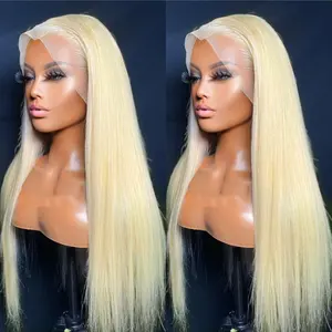 China Hair Pre Plucked Bone Straight Hair Wig 30 40 Inch 613 Blonde Color Human Hair 360 Hd Full Lace Front Wigs For Afro Women