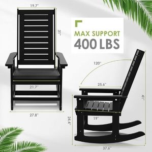 Ensemble <span class=keywords><strong>de</strong></span> 2 chaises à bascule <span class=keywords><strong>de</strong></span> <span class=keywords><strong>jardin</strong></span> modernes surdimensionnées en plastique HDPE à dossier haut et à larges accoudoirs pour <span class=keywords><strong>jardin</strong></span>, cour, <span class=keywords><strong>balcon</strong></span> - Product Image 4