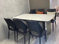 Table à manger convertible en pierre frittée brillante de luxe italienne, directement de l'usine, rectangulaire, moderne et minimaliste