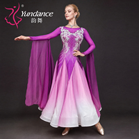 Robe de danse de salon en mousseline de soie personnalisée Yundance B-26109-2, robe de compétition professionnelle en strass pour femmes, standard pour la valse et le tango