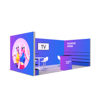 Stan Pameran Kain SEG 10x20 kaki, Portabel Modular, Perakitan Cepat, Display Pameran Dagang Aluminium dengan Rak