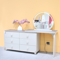 Meubles de chambre à coucher : Armoire de luxe pour fille avec coiffeuse design, table de maquillage tendance avec miroir LED