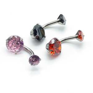 Joyería de Acero Inoxidable para Piercings Corporales, Anillo de Ombligo con Zirconia, Exquisito <span class=keywords><strong>Piercing</strong></span> Redondo de Cuatro Puntas para Estudios de Tatuajes - Product Image 3