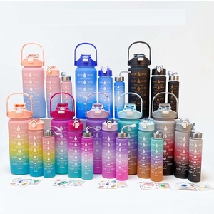 Hot Selling Three-Piece Gradient Water Bottle <b>Set</b> Food-Grade Odor-Free <b>Plastic</b> Easy Clean Comfortable Handle for Gym Outdoor Use - Product Image 1
