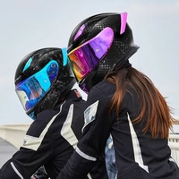 Casque de moto intégral de haute qualité certifié DOT, coque en fibre de carbone, design léger et antichoc, double visière