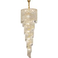 Lustre ovale en cristal d'intérieur personnalisé, finition dorée, lampe suspendue moderne pour salles de banquet, escaliers, fonction de gradation tricolore