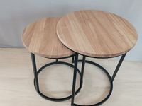 Table basse ronde en chêne massif personnalisée Table à thé de salon Table basse en bois gigogne